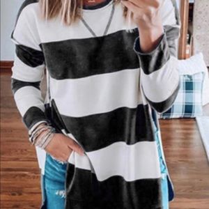 Black and white striped sweatshirt